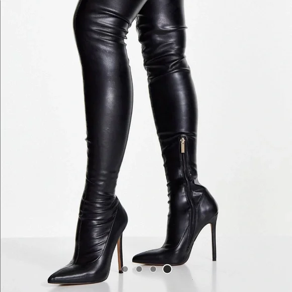 ASOS thigh high black leather boots! - Picture 2 of 2